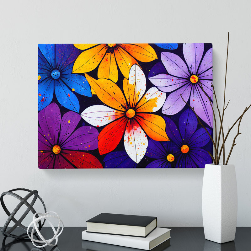 Wonderful Flower Splash Abstract - Wrapped Canvas