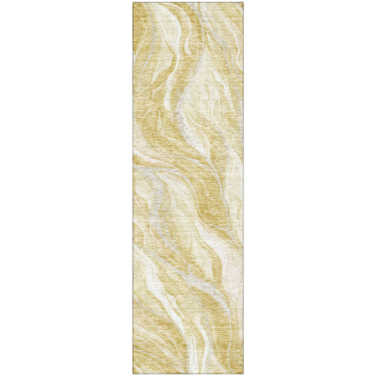 Premium Machine Washable Prisco Gold Rug