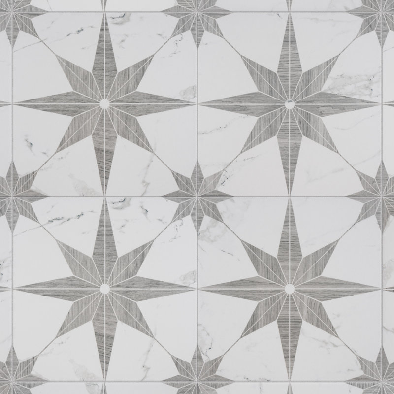 Llama Stella Loire 10" x 10" Porcelain Marble Look Wall & Floor Tile, Silver Smoke
