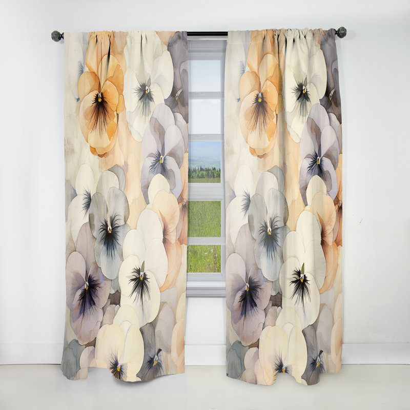 Xanthippe Vivid Pansy Dreams Bouquet I - Pansies Curtain - Velvet Room Darkening - 1 panel, 52" W x 120" L
