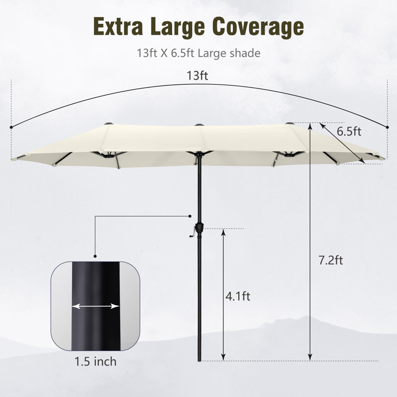 Parasol de marché rectangulaire 13 pi Aletse, Ivoire ivoire