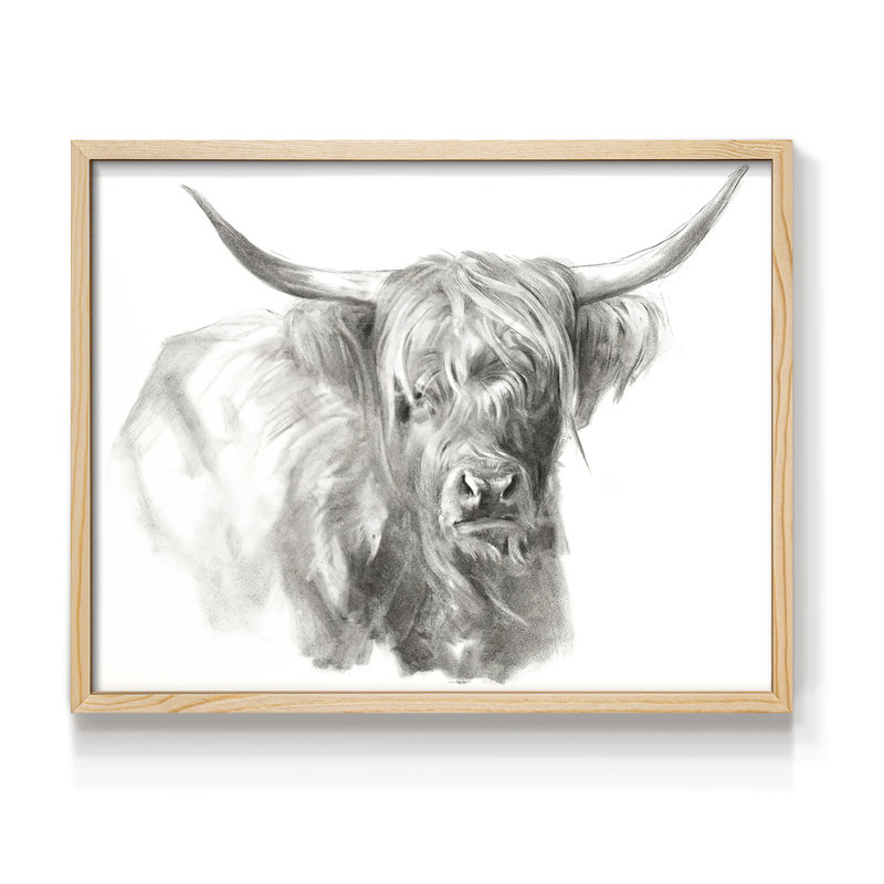Bovins Softland Highland I - impression encadrée - réarmable, H 8 po x l 10 po, Naturel
