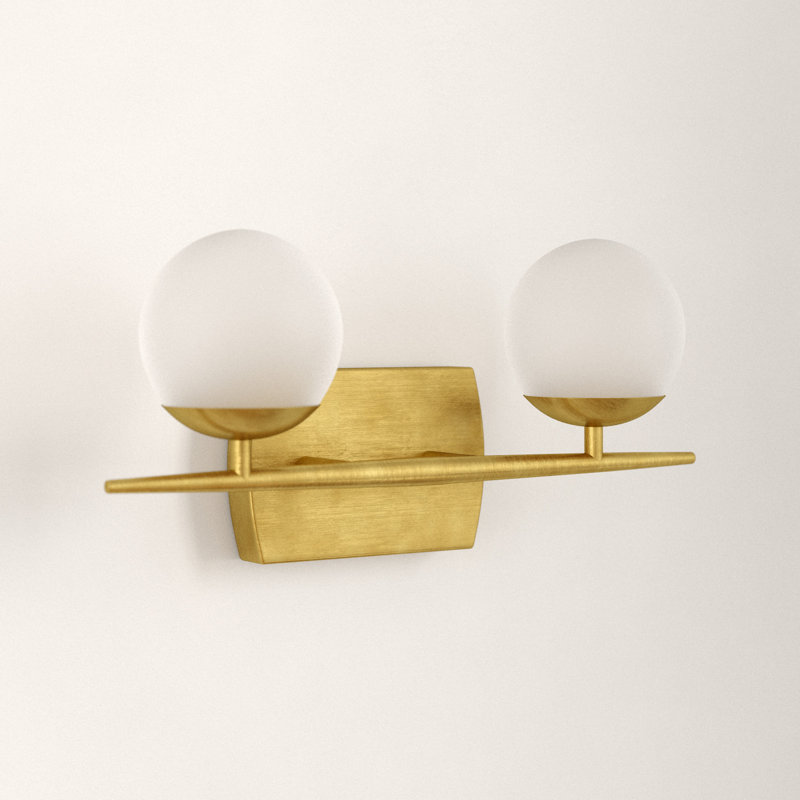 Kaylianie 2-Light Halogen Vanity Light, Natural Brass
