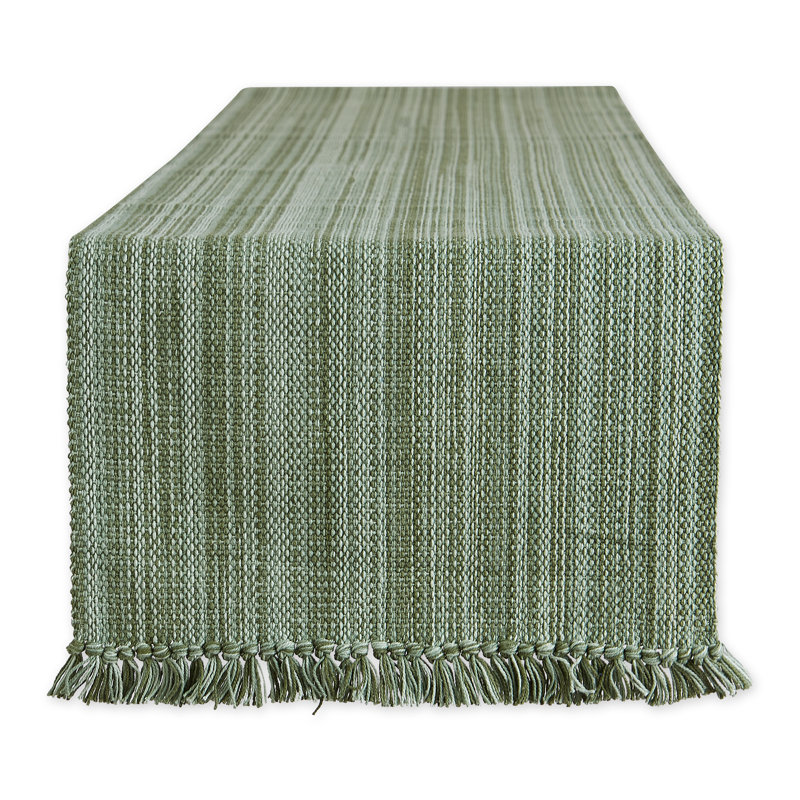 Hidetoshi Striped 100% Cotton Table Runner, Artichoke, 72" x 13"