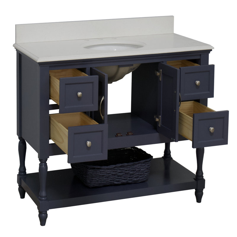 48'' Single Bathroom Vanity with Top, Quartz, Charcoal Gray