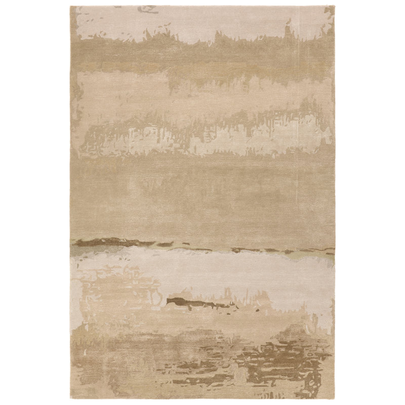 Tapis beige et brun clair fait à la main Juna GES63, Rectangle 6 pi x 9 pi