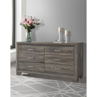 Commode 6 tiroirs Chêne brun