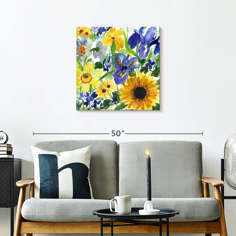 Harnek Daffodil Iris And Sunflower, 24" H x 24" W