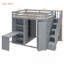 Lit mezzanine double avec garde-robe, bureau et tablettes pour une utilisation efficace de l'espace et une vie multifonctionnelle-129686145