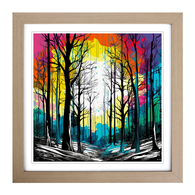 Winter Forest - Single Picture Frame Print on Wood, Oak