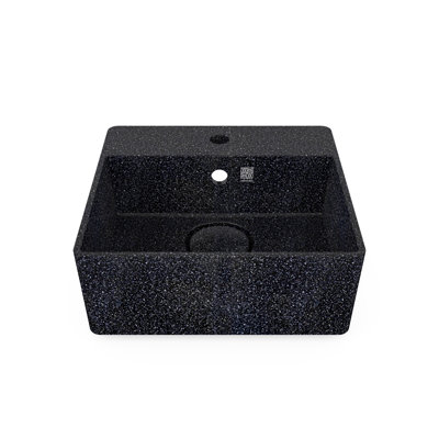 Woodio Cube40 15.748'' Wood Square Bathroom Sink with Overflow