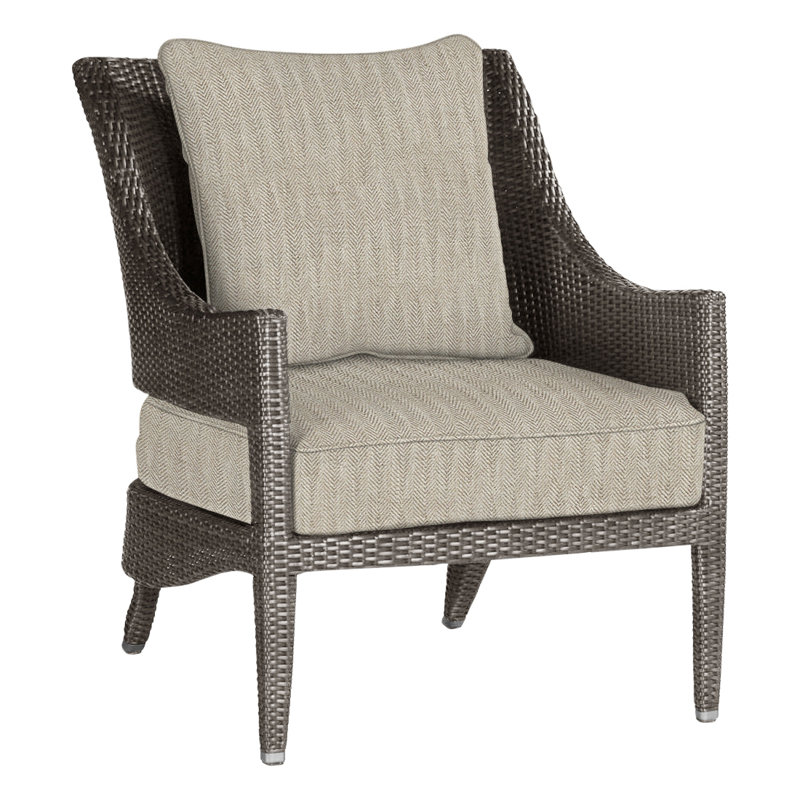 Athena Patio Lounge Chair with Cushions, Black Walnut, Herringbone Sand, Welt