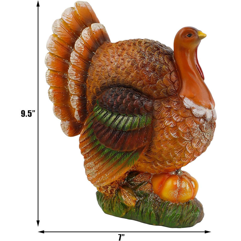 Autumn Resin Turkey Figurine with Pumpkins and Grapes