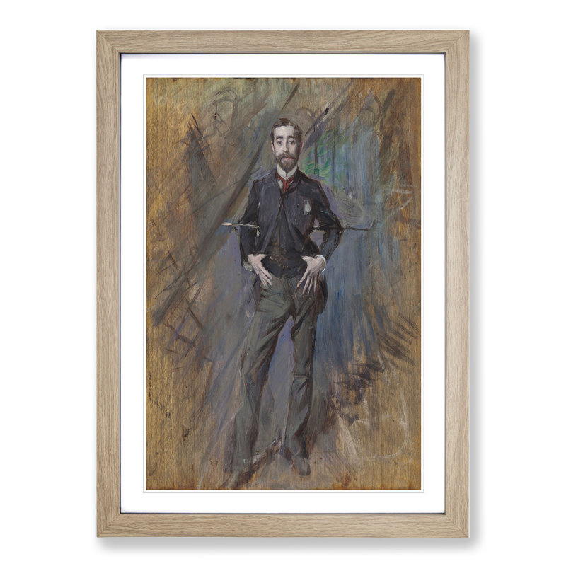 Portrait of John Singer Sargent by Giovanni Boldini - Picture Frame Painting, 48cm H x 36cm W x 2cm D, Oak Framed