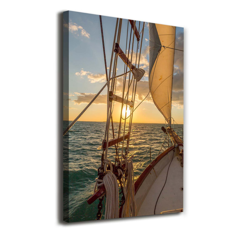 Yacht On The Sea - Wrapped Canvas Print