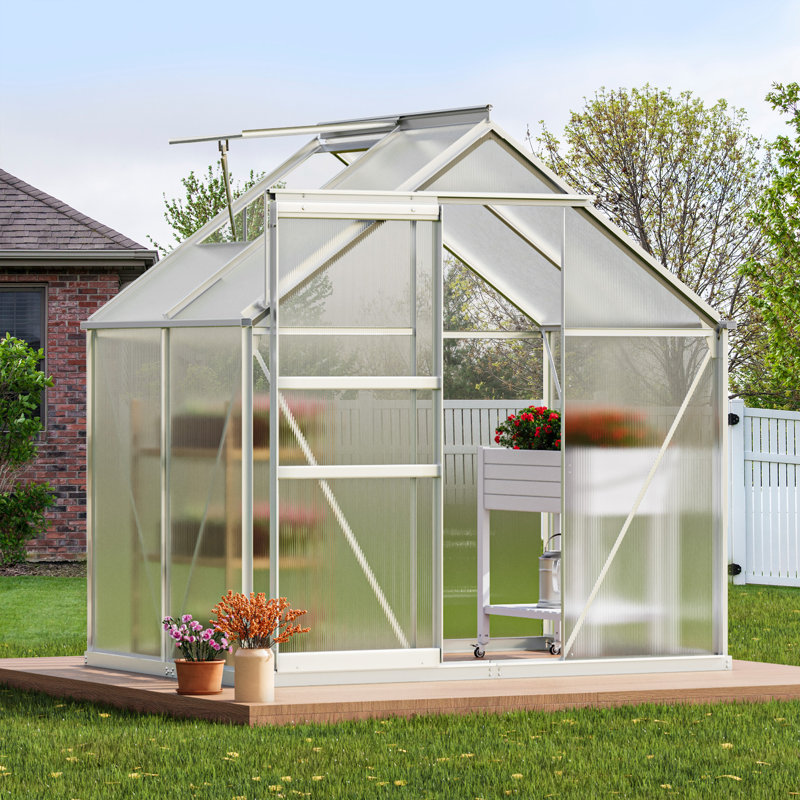 6'W X 4/6/8/10/12'D Heavy-duty Walk-in Hobby Greenhouse, 76.8" H x 74.4" W x 50.4" D