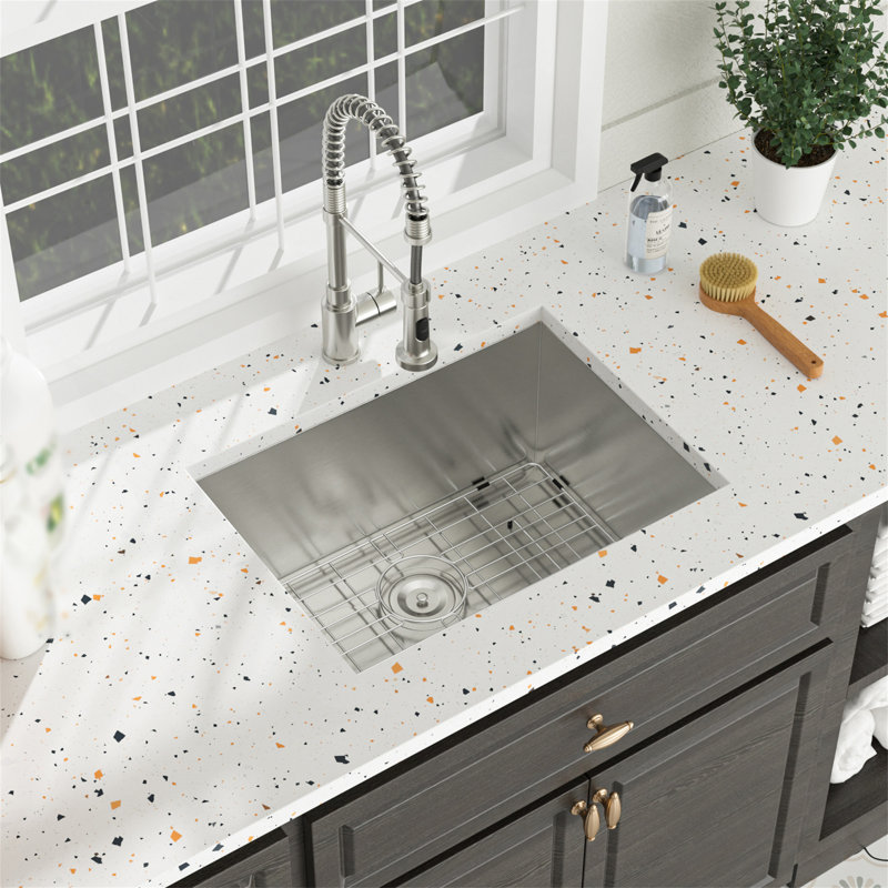 Laundry Sink 24 Inch - 24X18x12 Inch Undermount Laundry Utility Sink Deep Single Bowl 16 Gauge Stainless Steel Laundry Tub Sinks