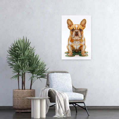 Stained French Bulldog Colorful Contemporary Bulldog Dog Wall Art Print 1 Piece Wrapped Canvas Wall Art
