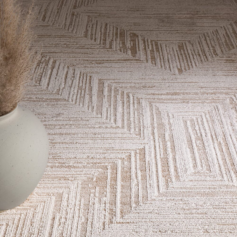 Bezore Geo Beige Area Rug, Rectangle 120 x 160 cm