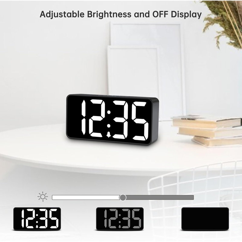Alarm Clock For Bedroom, Large Big Numbers Display With Brightness Dimmer, Electric Bedside Desk Clock With USB Charging Port