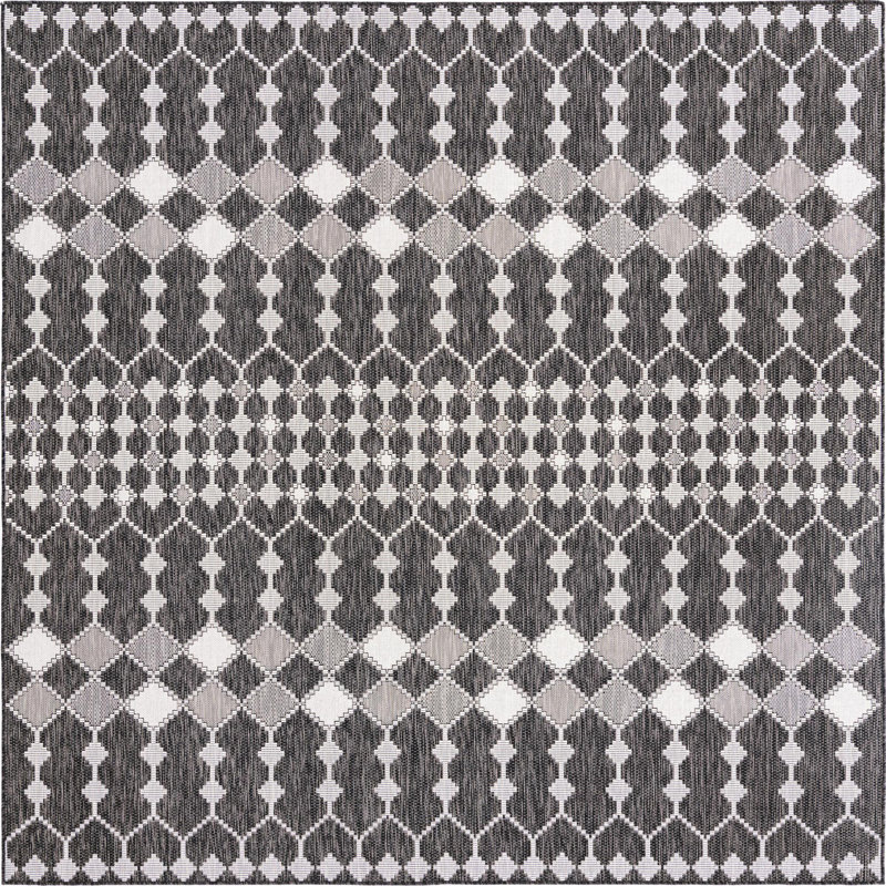 Tapis d'extérieur Charcoal_Unique Loom Traliccio, Carré 10 pi