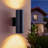 12 Inch Modern Outdoor Porch Light Patio Light In 2 Lights With Aluminum Cylinder And Tempered Glass Cover Waterproof Wall Sconce 2 Pack (Matte Black)