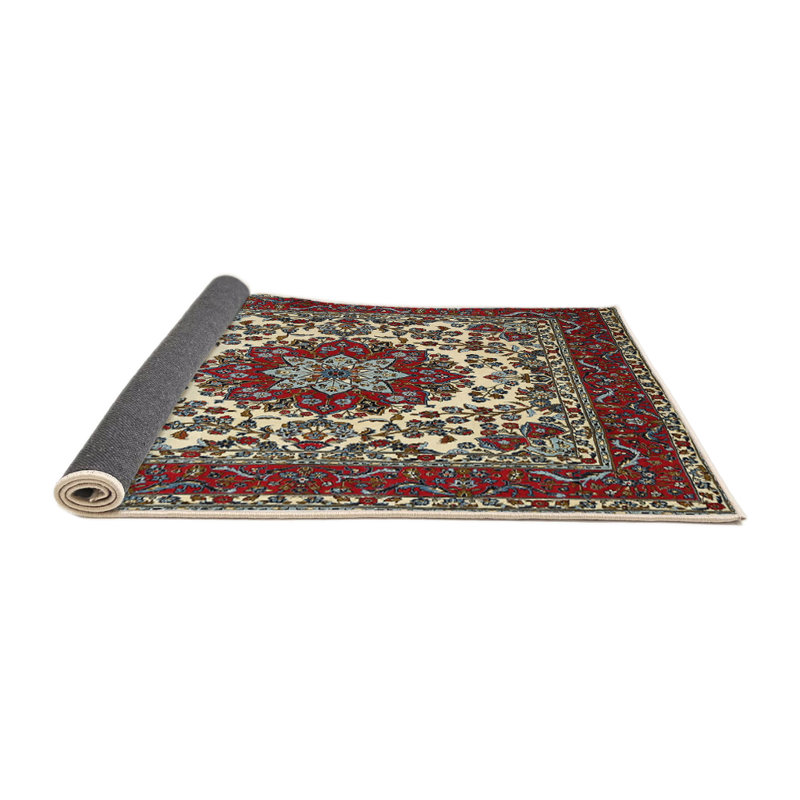 Tapis rouge/gris/beige traditionnel Samana, Rond 5 pi