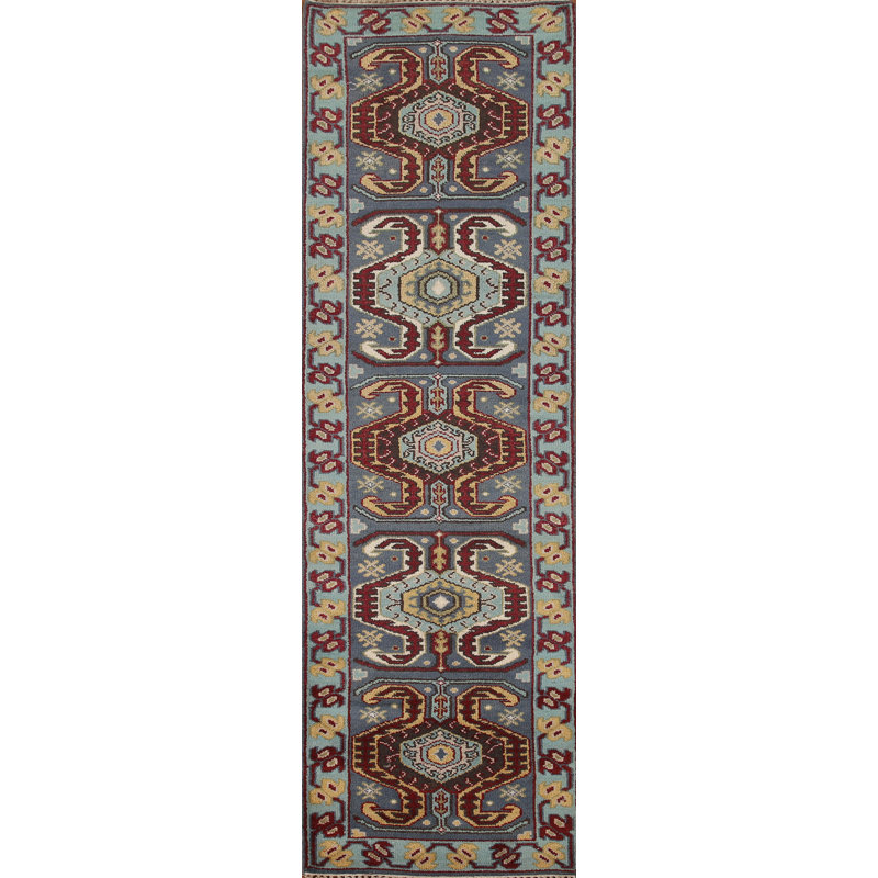 Tapis de couloir oriental bleu traditionnel 3 x 10