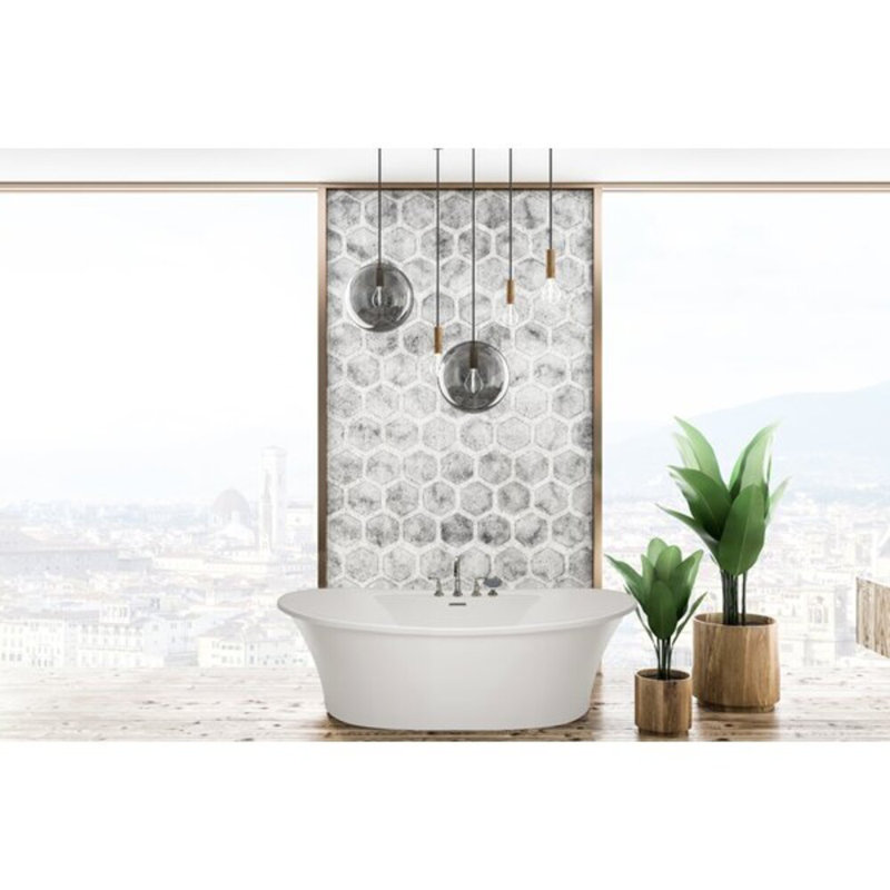 Breanne 66'' x 36'' Soaking Acrylic Bathtub, Satin Nickel
