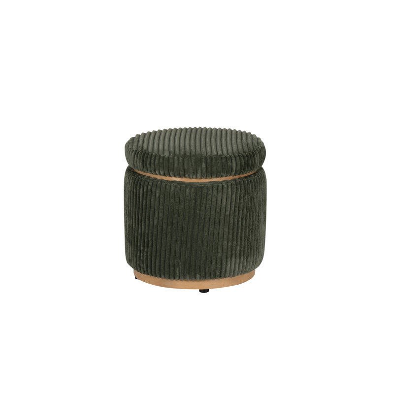 Thurleigh Round Sherpa Ottoman with Storage, Green