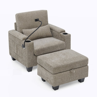 Modern Accent Chair with Ottoman