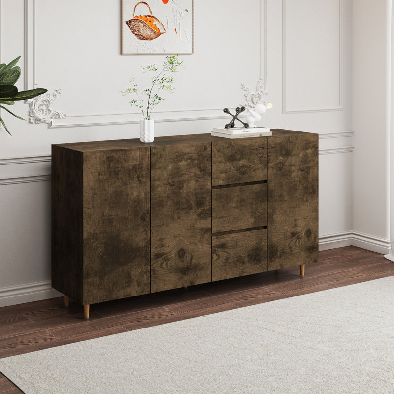 Daryiah 62.99'' Solid Wood Sideboard, Black Brown