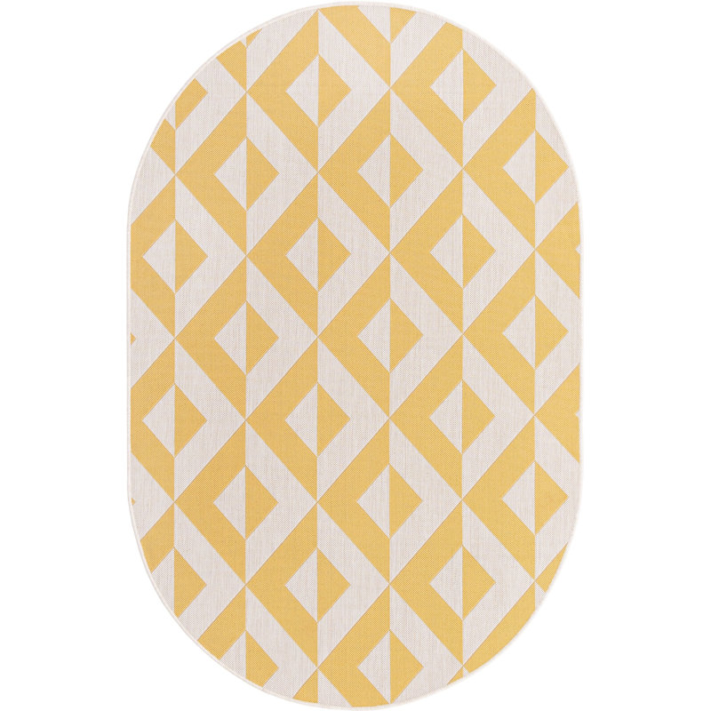 Geometric Indoor / Outdoor Rug, Oval 5'3" x 8'