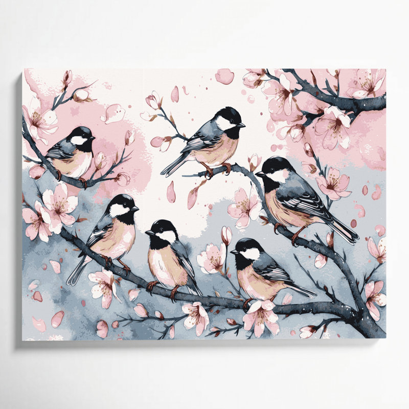 Oiseaux, art mural sur toile, mésange noire, H 24 po x l 36 po