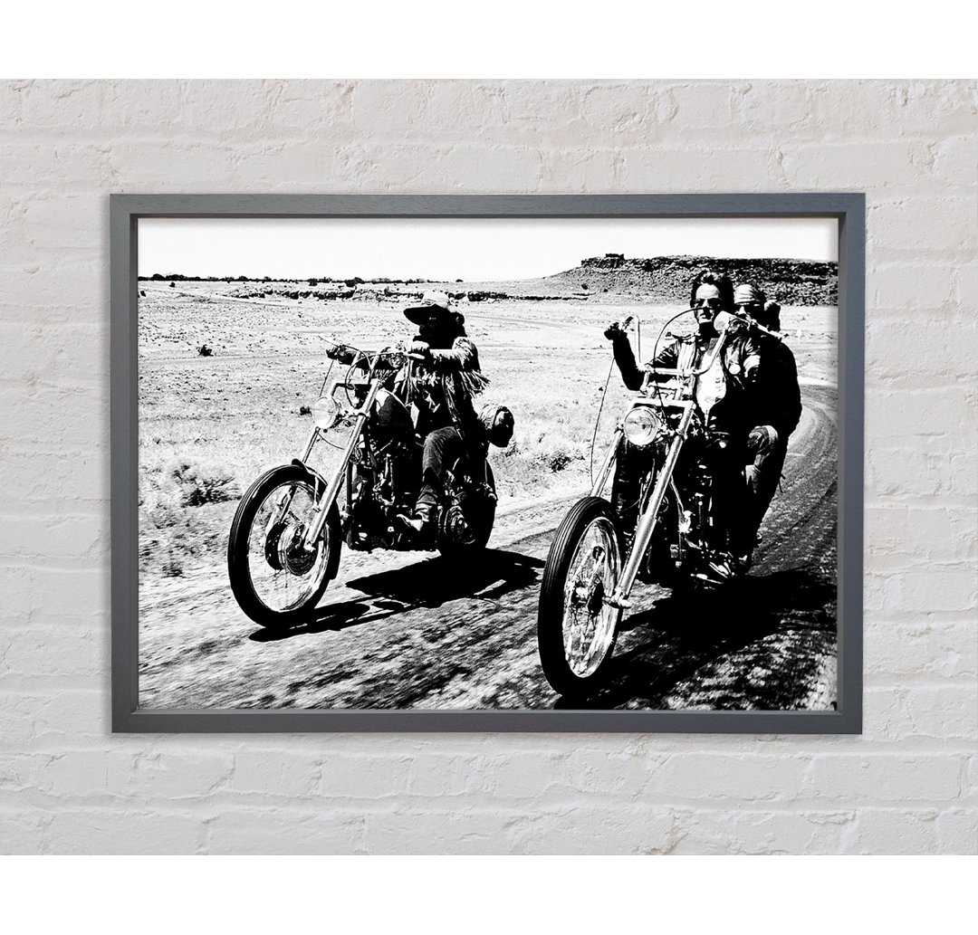 Easy Rider Motorbike Drive B N W - Einzelbildrahmen Kunstdrucke auf Leinwand