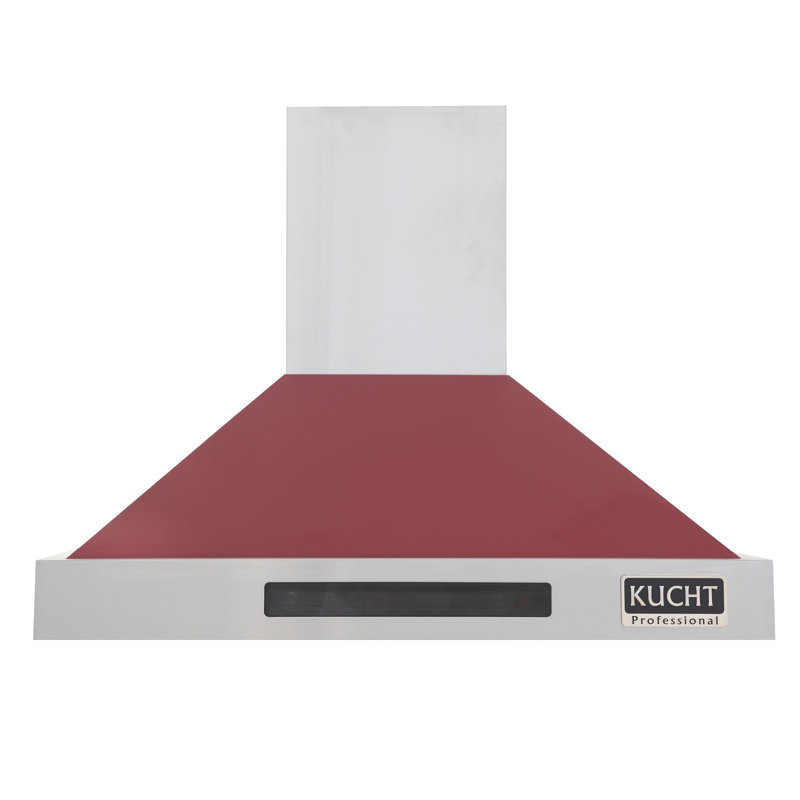 Kucht Stainless Steel Wall Range Hood, 28.75" H x 35.5" W x 22" D, Red