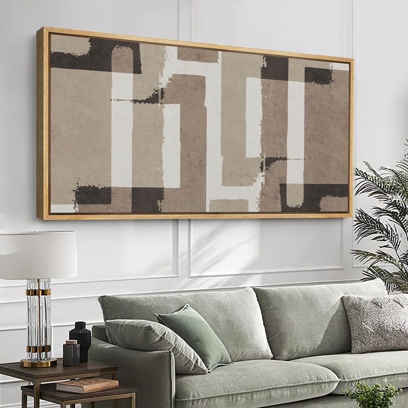 «Mid Century Shape Abstract Geometric Minimalist», reproduction sur toile, H 30 po x l 60 po, Naturel