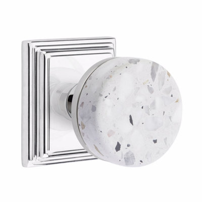 Ensemble de boutons d'intimité Emtek Select, rosette Wilshire, tige conique, bouton Terrazzo clair, CF