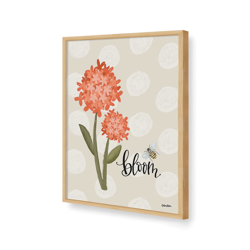 «Bloom and Bees» par Lisa Larson, reproduction d'art, Tanné, L 18 po x H 24 po, Impression encadrée