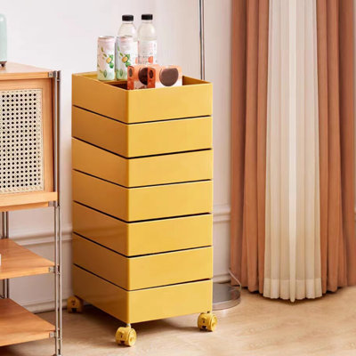 360° Rotating Nightstand Storage Cabinet Bedside Table With 7 Drawers Organizer by Latitude Run