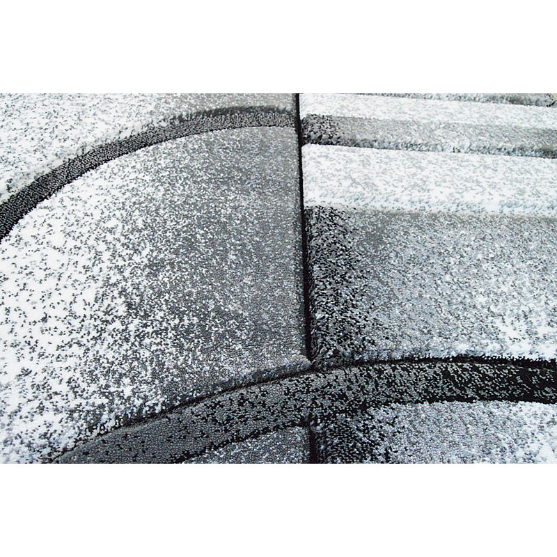Tapis gris à motif géométrique 3D ciselé à la main Mccampbell, Rectangle 4 pi x 5 pi 3 po