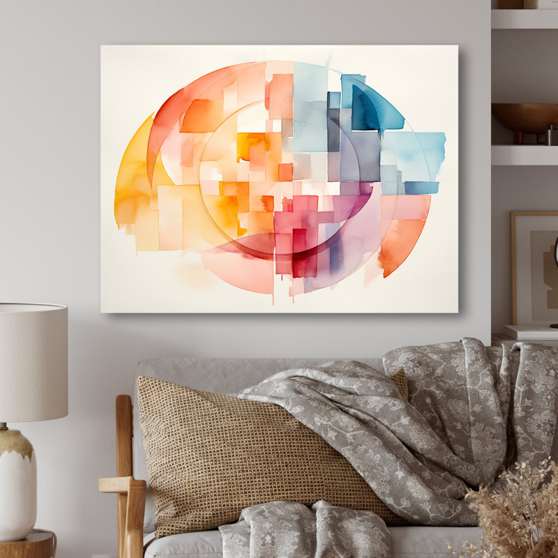 «Pastel Color Geometric Ink Collage II», art mural géométrique en métal MT137599, H 24 po x l 32 po x P 1 po