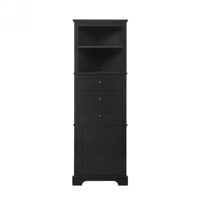 Armoire haute Vernessia Triangle avec 3 tiroirs et tablettes réglables pour la salle de bain