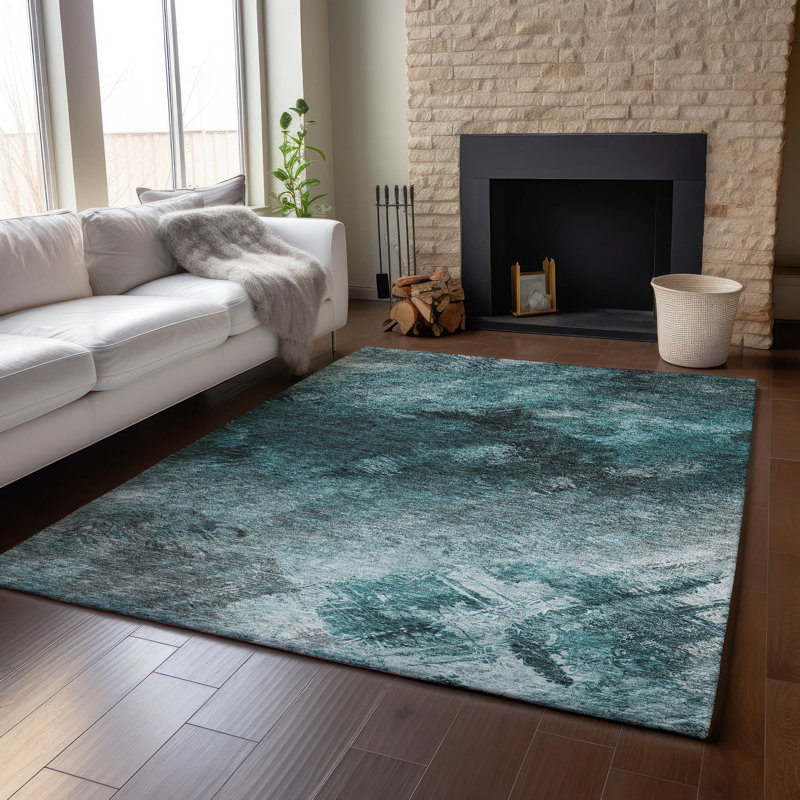 Tapis bleu sarcelle Premium Cerrito AMF590, Rectangle 5 pi x 7 pi 6 po
