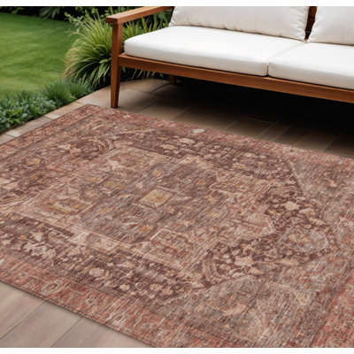 Tapis intérieur lavable 8 pi x 10 pi Bourgogne Medallion