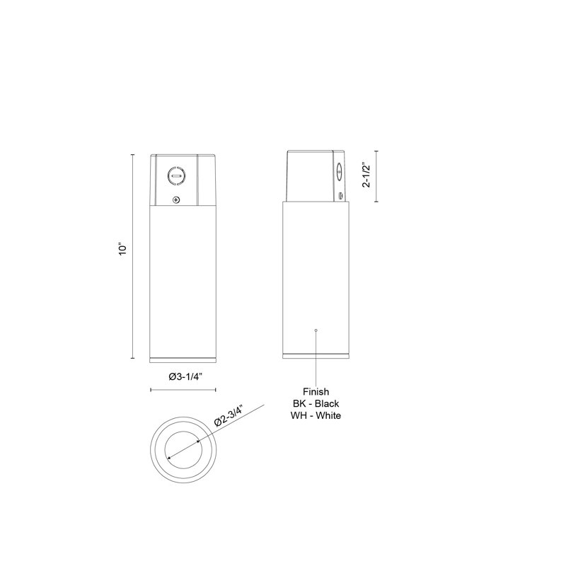Lorna 1 - Light LED Flush Mount, 14 W, 10" H x 3.25" W x 3.25" D, White