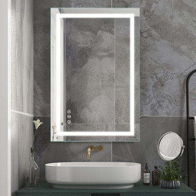 Nathen 40 in. W x 24 in. H Rectangular Frameless LED Light Anti-Fog Wall Bathroom Vanity Mirror