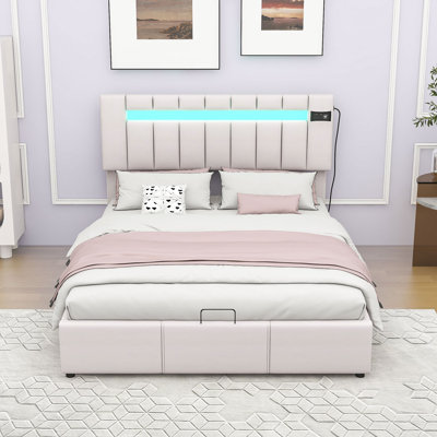 Avalanna Upholstered Platform Bed with Hydraulic Storage, Bluetooth Player and USB Charging -  Brayden Studio®, 52E52047374B4A7D85732E305B1AB01D