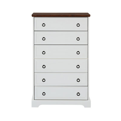 Modern 6 Drawer Dresser, Dressers for Bedroom, Tall Chest of Drawers Closet Organizers & Storage Clothes - Easy Pull Handle, Textured Borders Living R