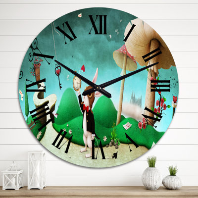 Lapin blanc Alice au pays des merveilles II - horloge murale pour enfants